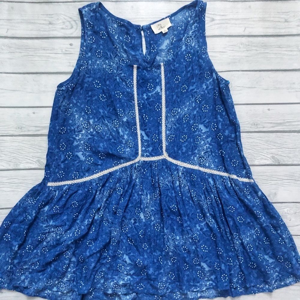 Love J Blue peplum sleeveless top-sz M